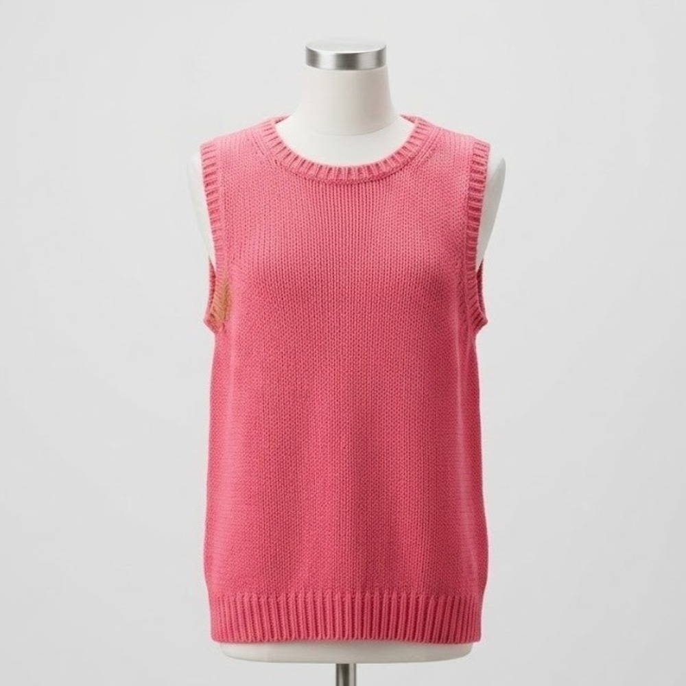Bagatelle Vintage Knit Sweater Vest Size M Pink Cotton Sleeveless EUC